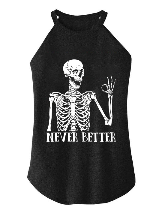 Never Better Skeleton TRI ROCKER COTTON TANK