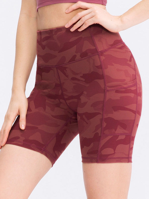 Pocket Stretch Quick-dry Red Yoga Shorts