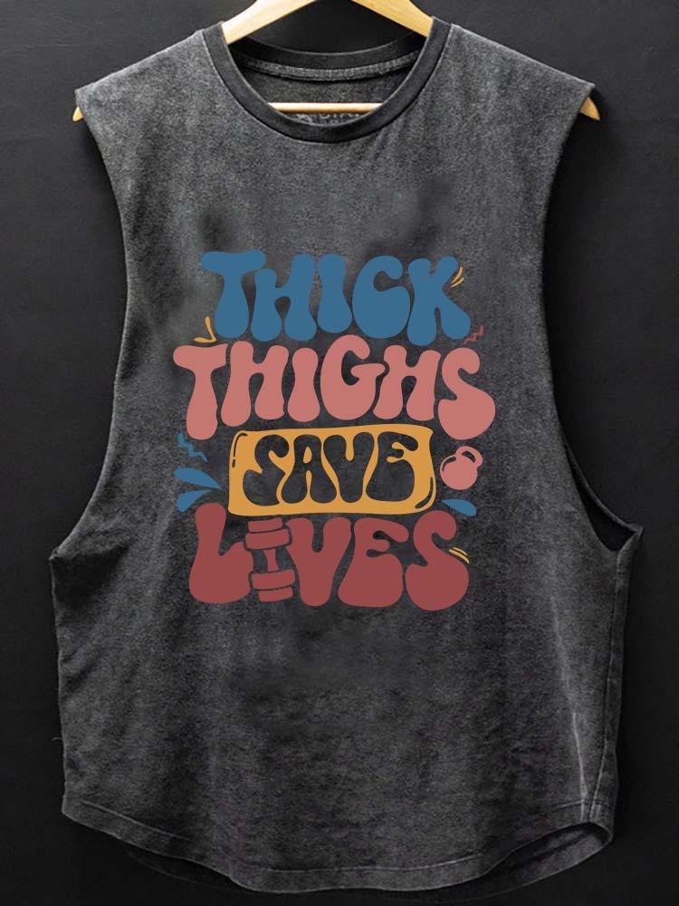 THICK THIGHS SAVE LIVES SCOOP BOTTOM COTTON TANK