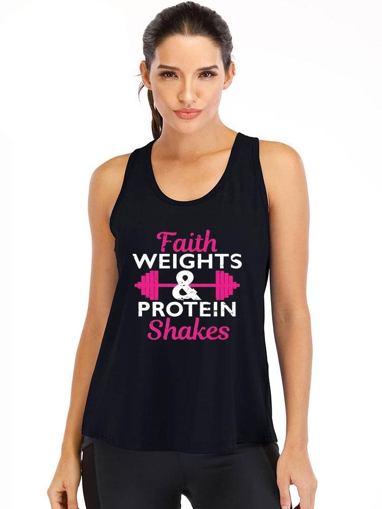 Faith Weights and Protein Shakes Cotton Gym Tank