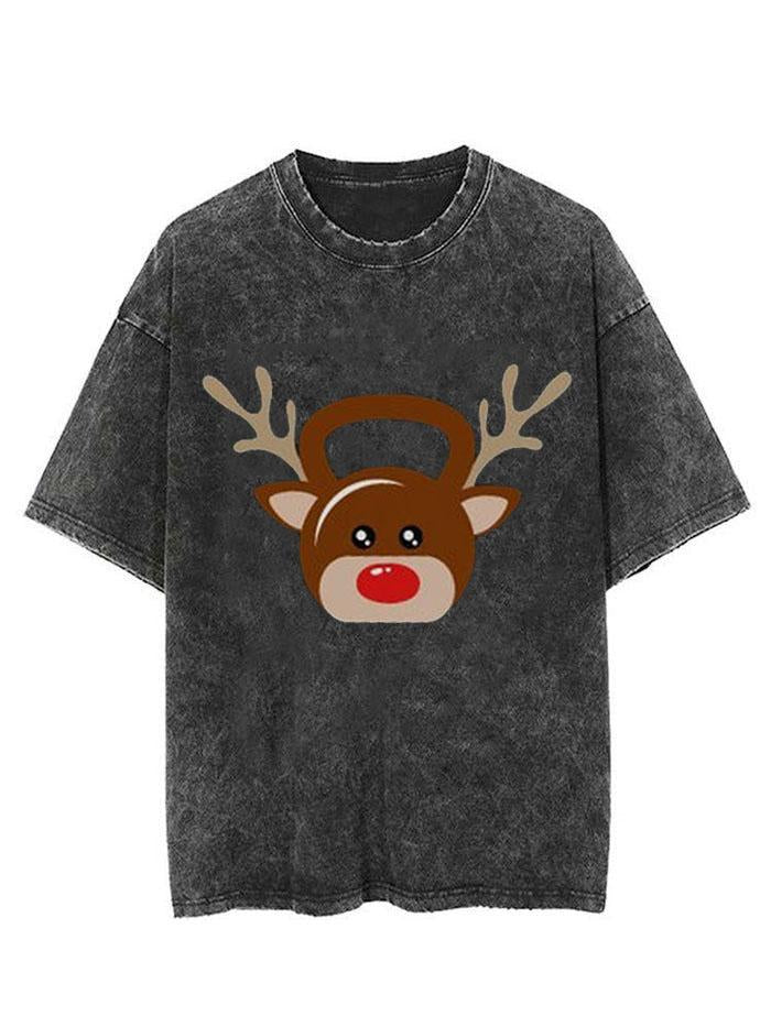 Reindeer Kettlebell Vintage Gym Shirt