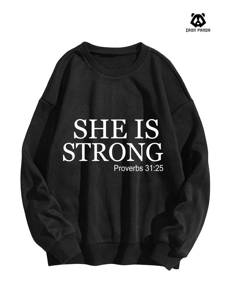 SHE IS STRONG women's oversized Crewneck sweatshirt