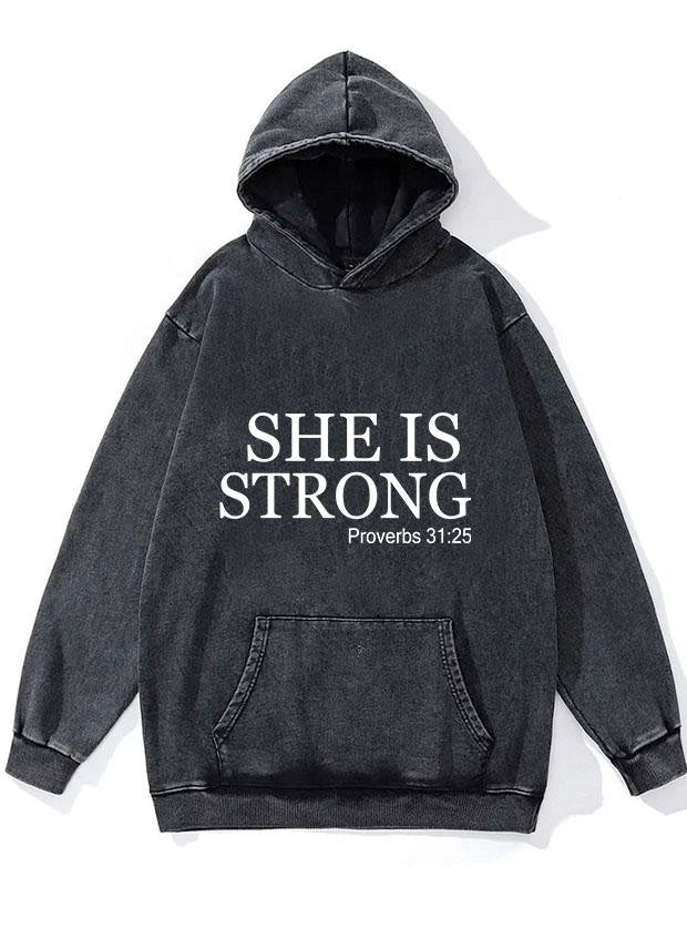 SHE IS STRONG WASHED GYM HOODIE