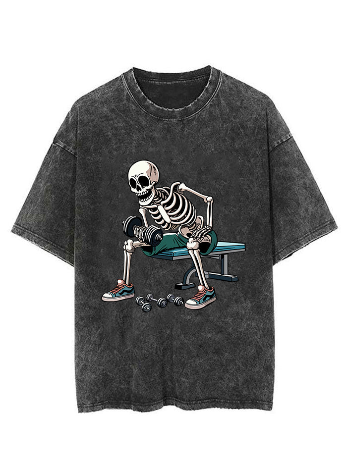 dumbbel skeleton VINTAGE GYM SHIRT