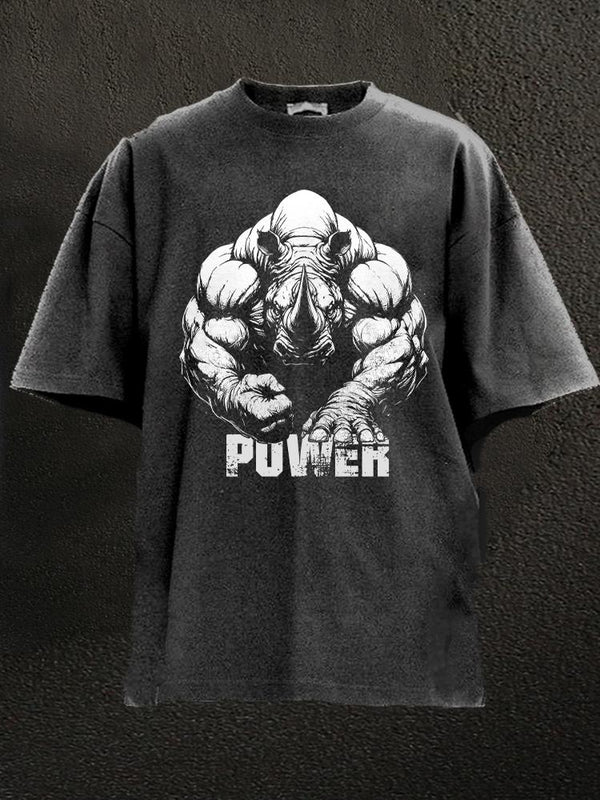 power rhino Washed Gym Shirt