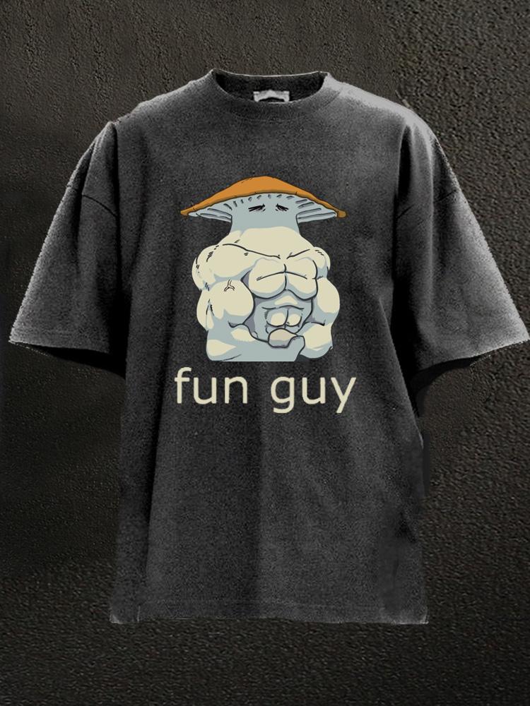 fun guy bodybuilder mushroom Washed Gym Shirt