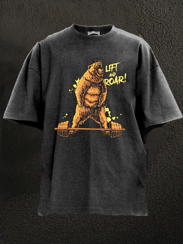 lift and roar bear Washed Gym Shirt