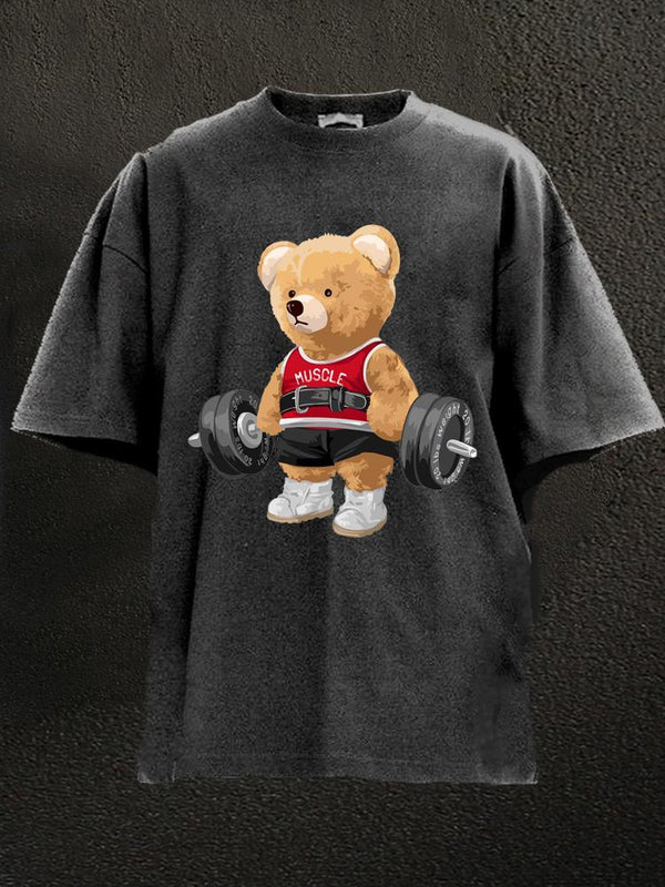 Exercise Bear Washed Gym Shirt