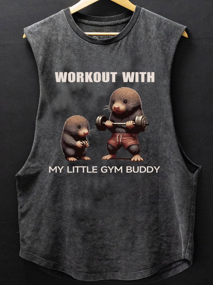 workout with my little gym buddy mole SCOOP BOTTOM COTTON TANK