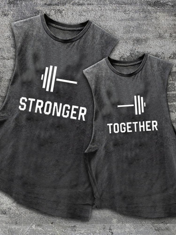 Stronger Together Scoop Bottom Cotton Matching Gym Tank
