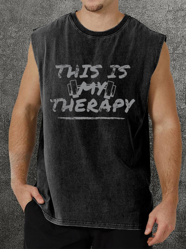 this is my therapy Washed Gym Tank