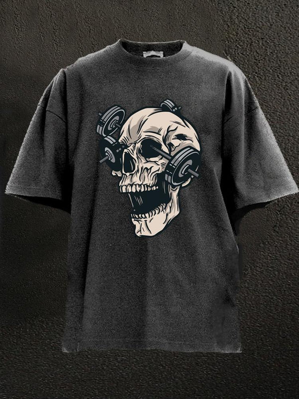 barbell skull Washed Gym Shirt