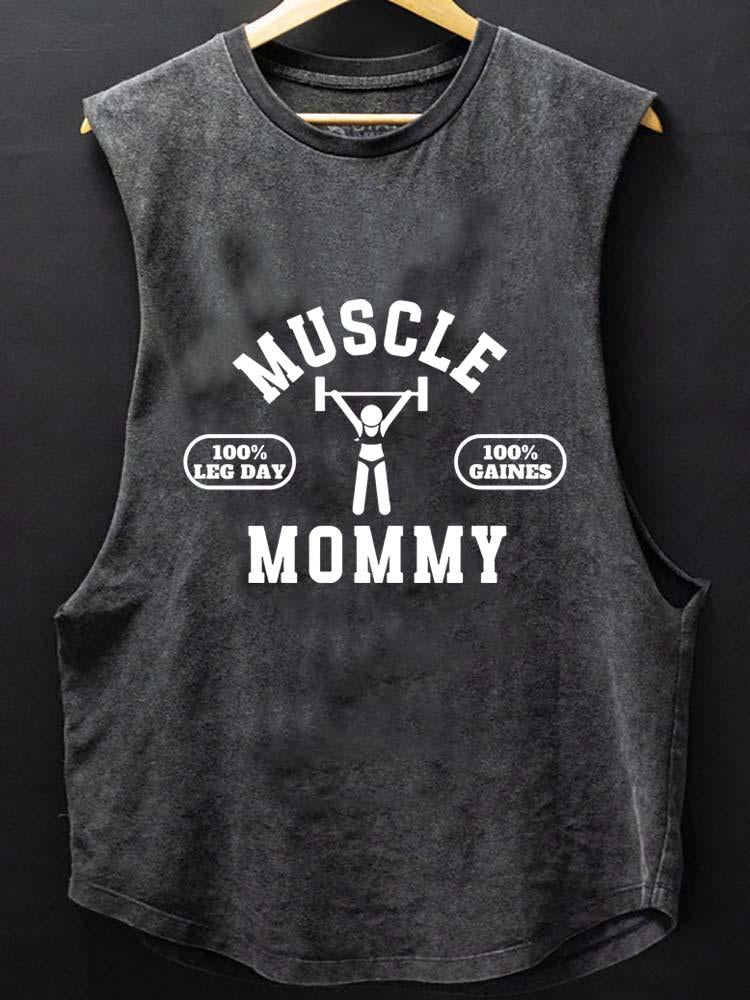 MUSCLE MOMMY LEG DAY WEIGHTLIFTING SCOOP BOTTOM COTTON TANK