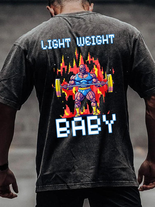 light weight baby back printed Washed Gym Shirt