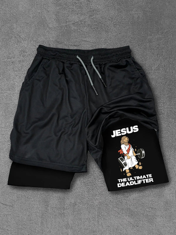 jesus the ultimate deadlifter Performance Training Shorts