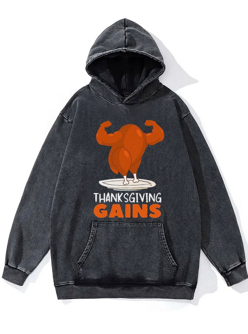 Thanksgiving Gains Washed Gym Hoodie
