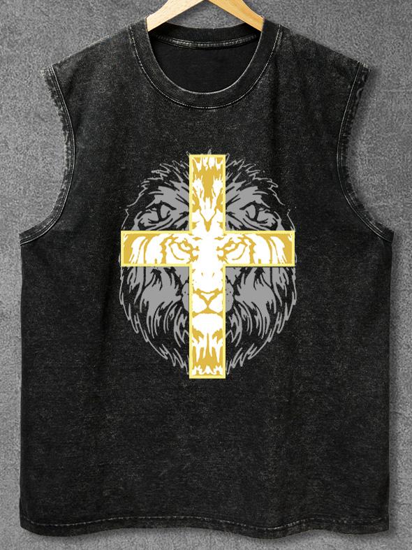 CROSS LION Washed Gym Tank