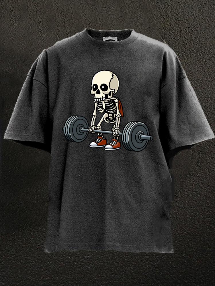 deadlift skeleton Washed Gym Shirt