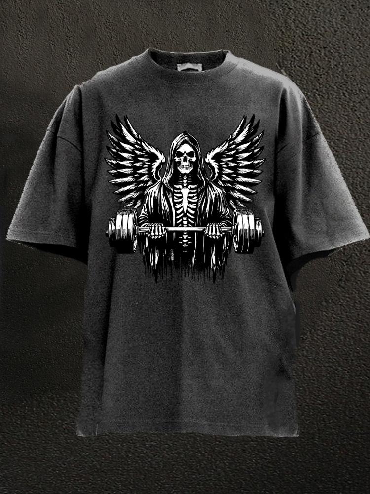 skeleton angel lift heavy Washed Gym Shirt