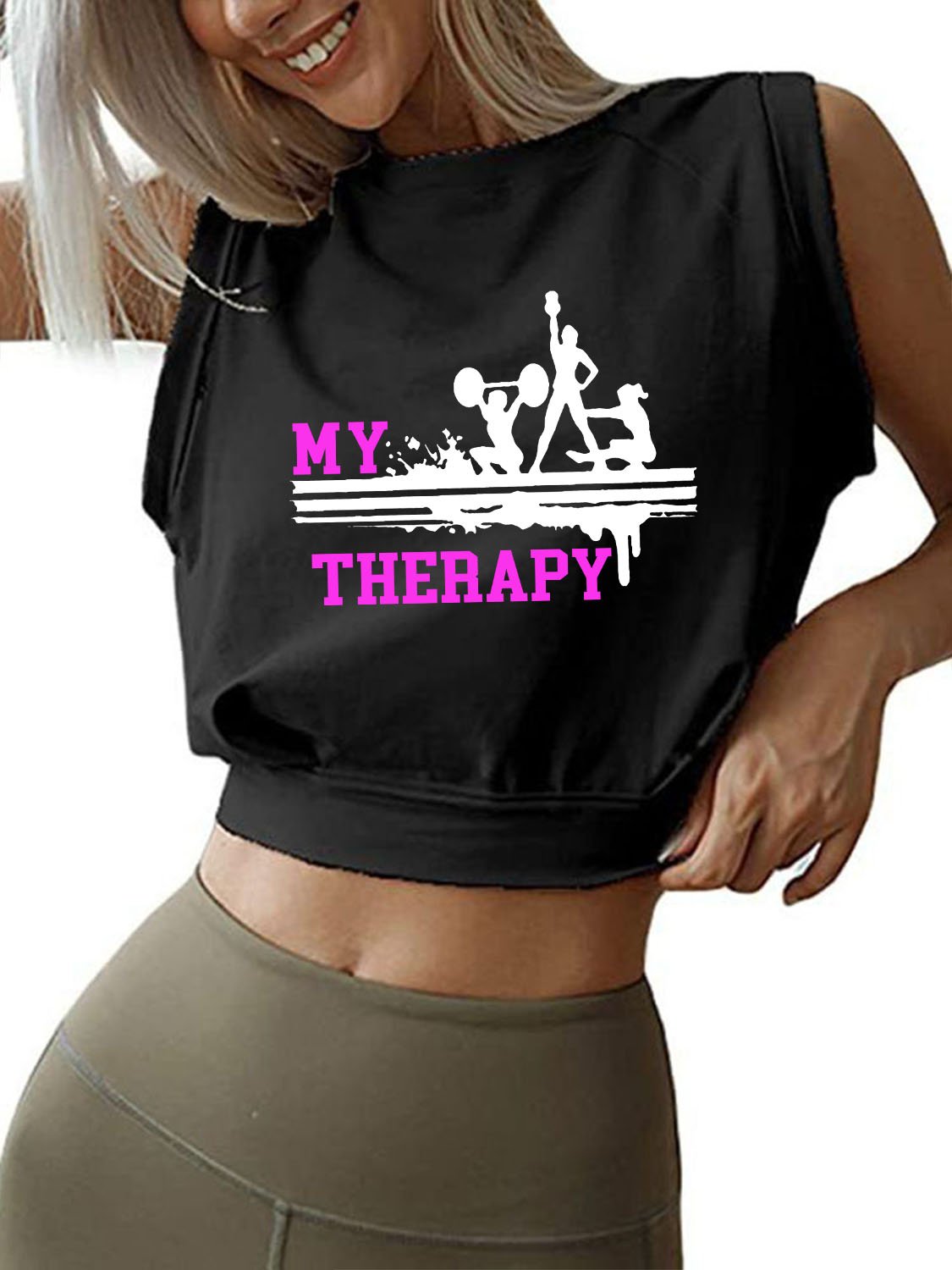 MY THERAPY Sleeveless Crop Tops
