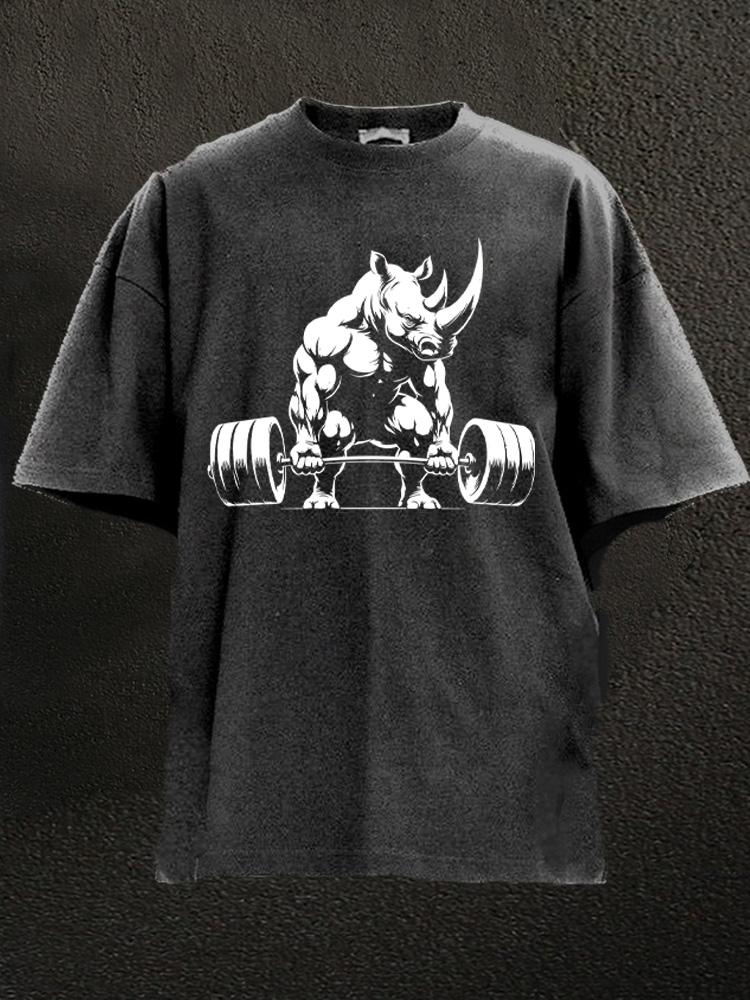 weightlifting rhino Washed Gym Shirt