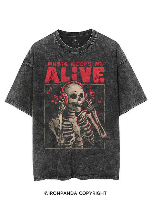 IronPandafit MUSIC KEEPS ME ALIVE VINTAGE GYM SHIRT For Sale