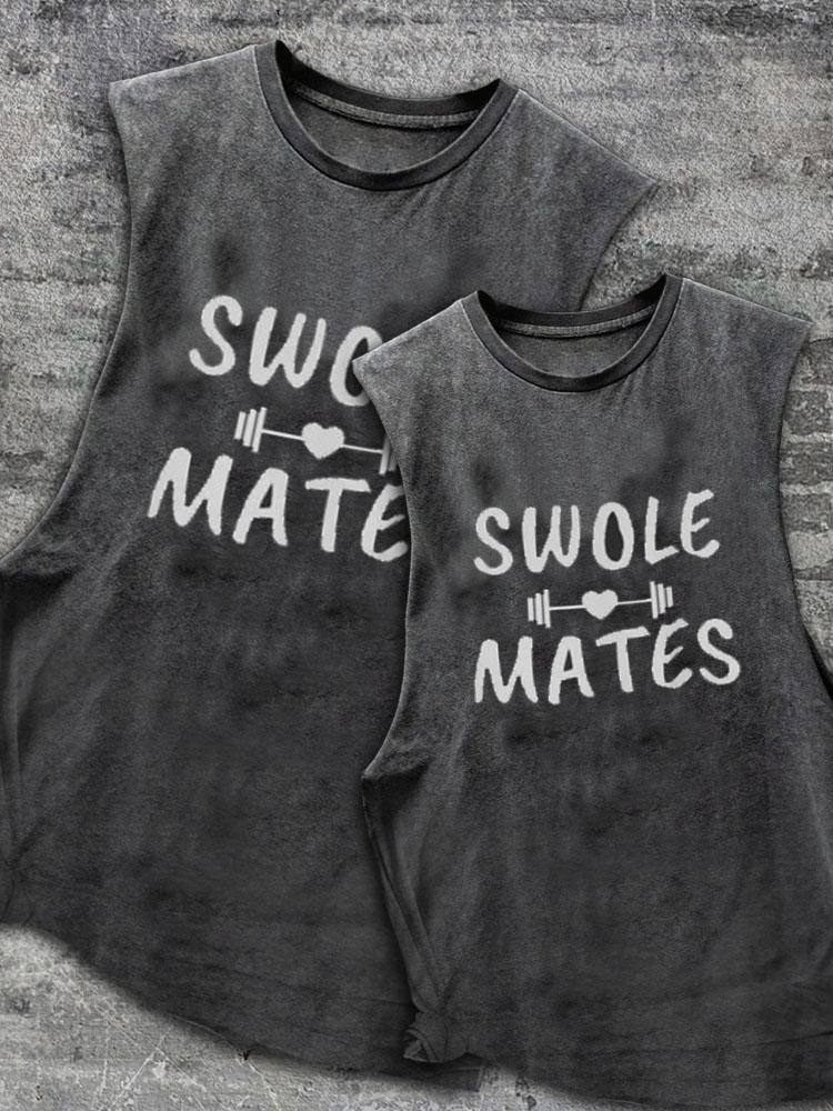 Swole Mates Couple Scoop Bottom Cotton Matching Gym Tank