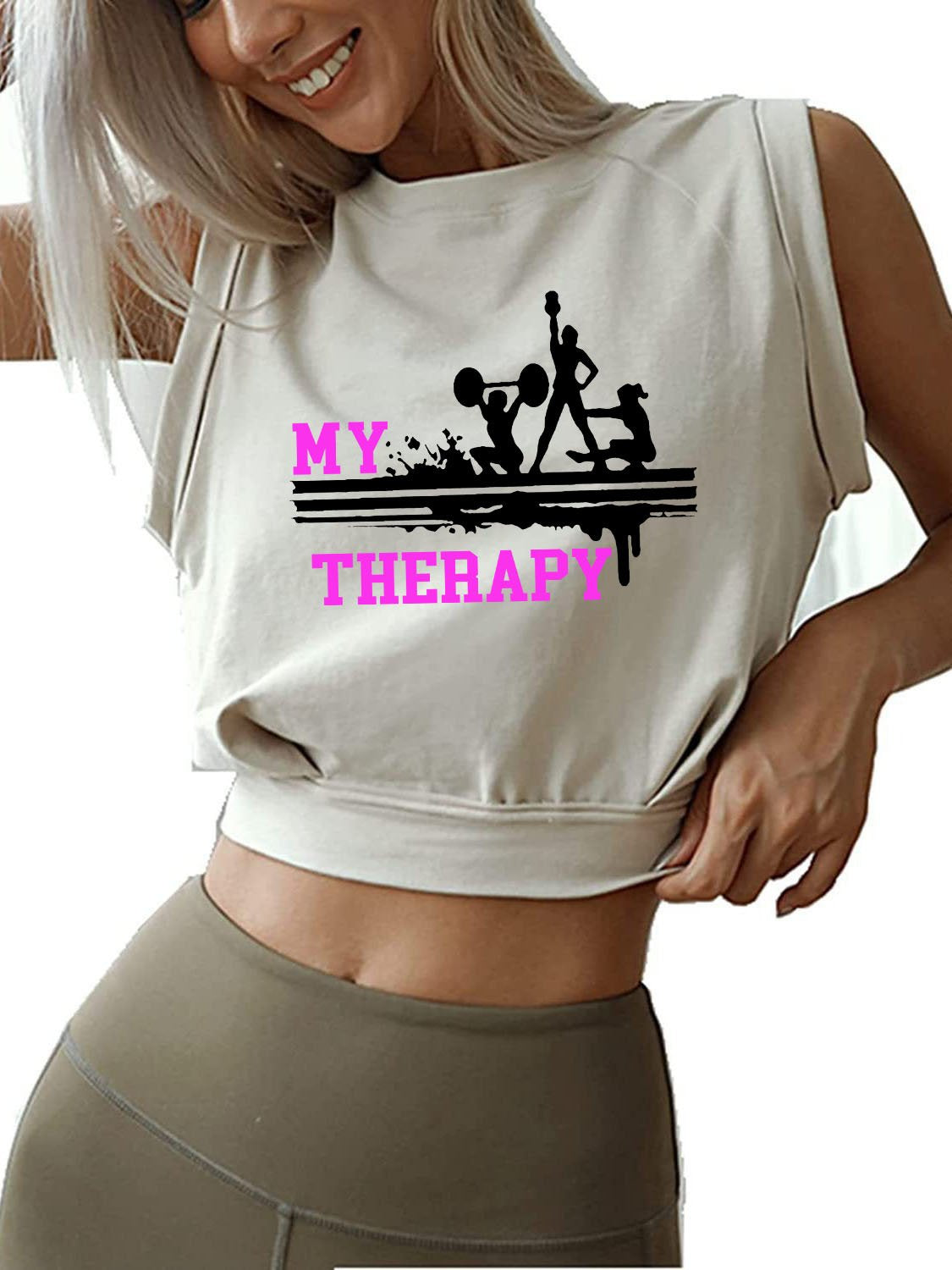 MY THERAPY Sleeveless Crop Tops