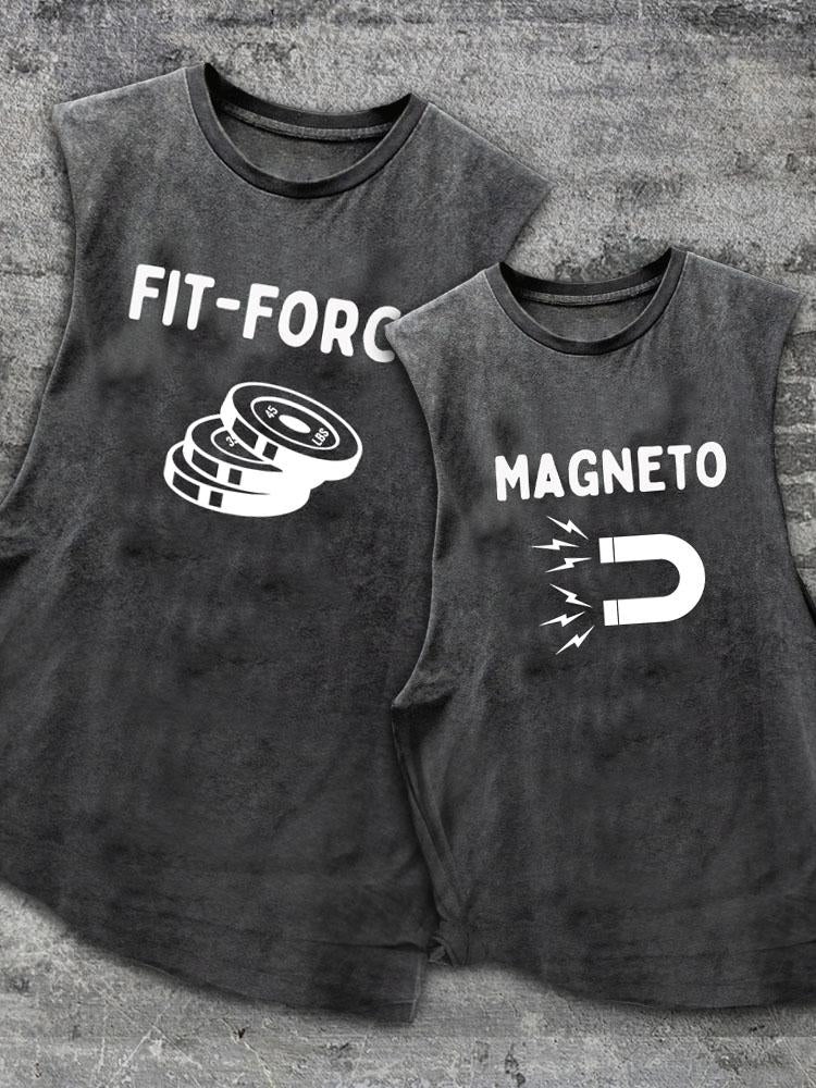 Magneto Scoop Bottom Cotton Matching Gym Tank
