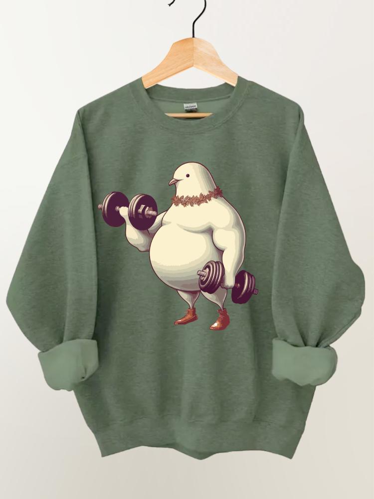 Ironpanda Fat Pigeon Lift Dumbbells Gym Sweatshirt
