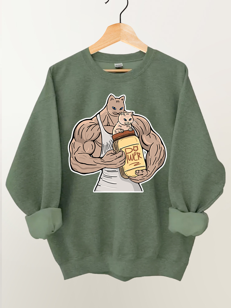 Power Cat Dad Gym Sweatshirt