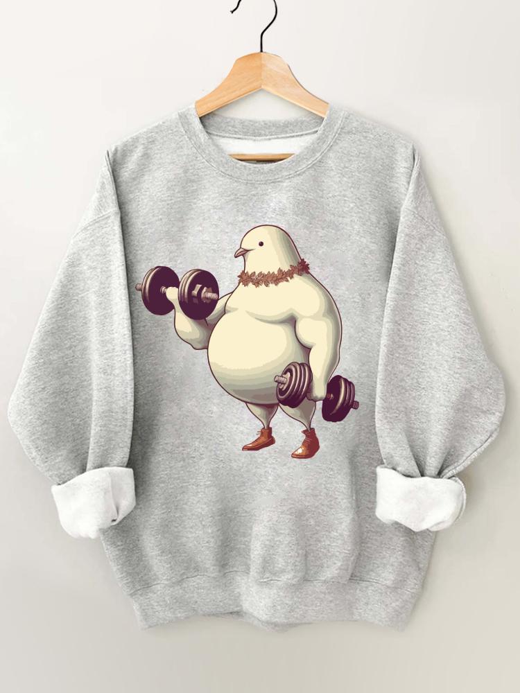 Ironpanda Fat Pigeon Lift Dumbbells Gym Sweatshirt