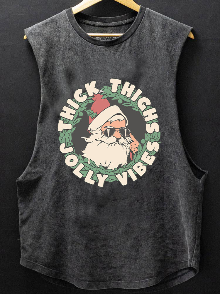 Thick Thighs Jolly Vibes SCOOP BOTTOM COTTON TANK