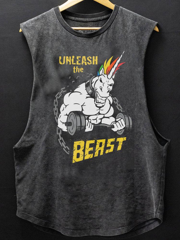 Unleash The Beast by Unicorn Muscle Scoop Bottom Cotton Tank