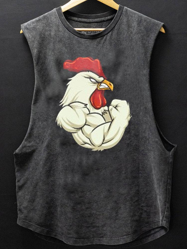 Rooster At The Gym Scoop Bottom Cotton Tank
