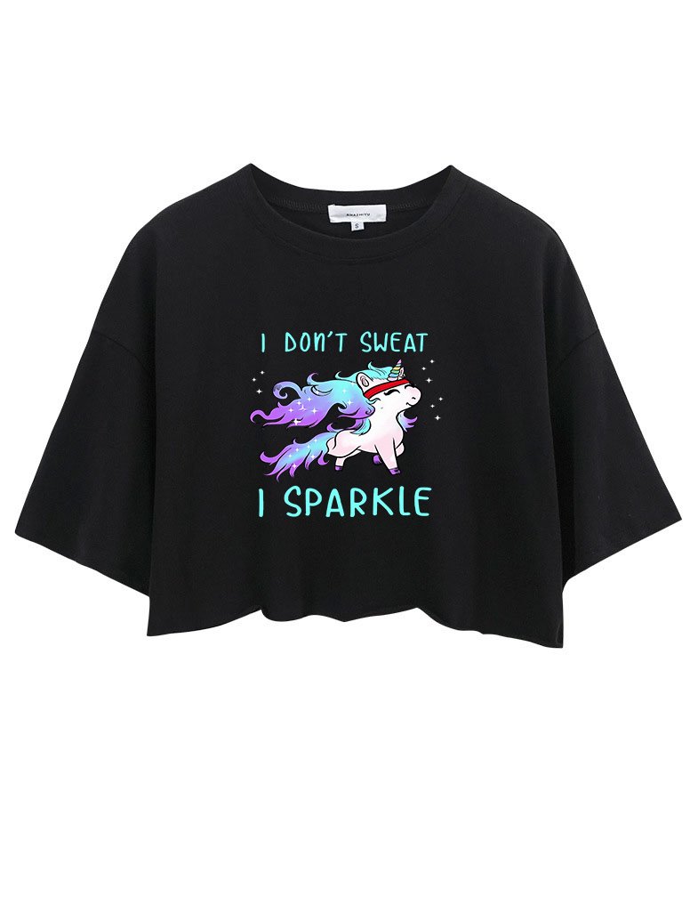 I Don't Sweat I Sparkle Crop Tops