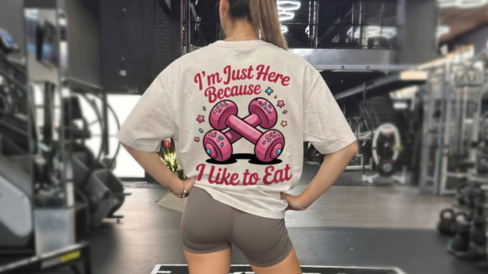 Fuel Your Gains and Your Appetite: “I’M JUST HERE BECAUSE I LIKE TO EAT” Printed Gym Shirt