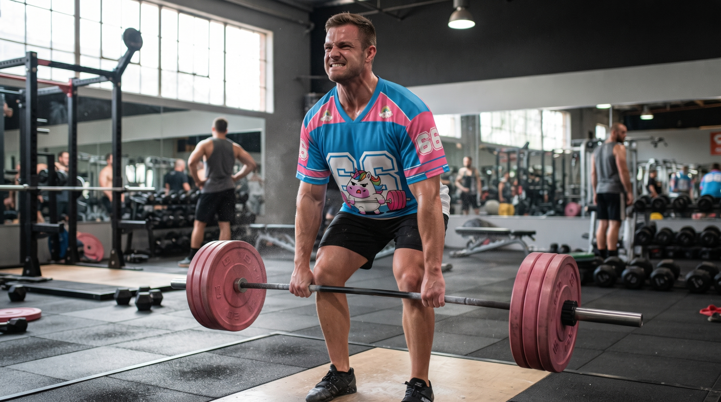 Meet the Hilarious Installing Muscles Gym Mesh Jersey from IronPandaFit