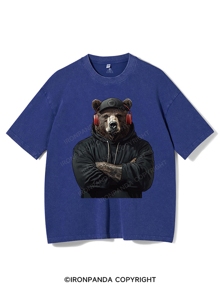 Bear with headphones Washed Gym Shirt