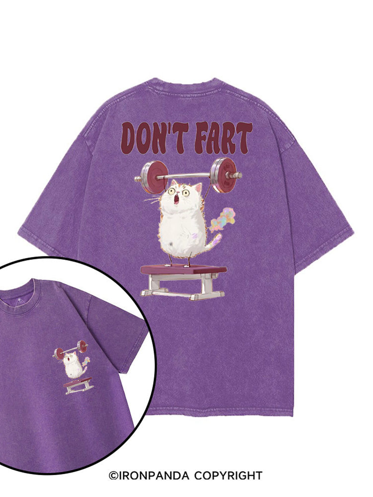 DON'T FART CUTE FUNNY KITTY printed Gym Shirt