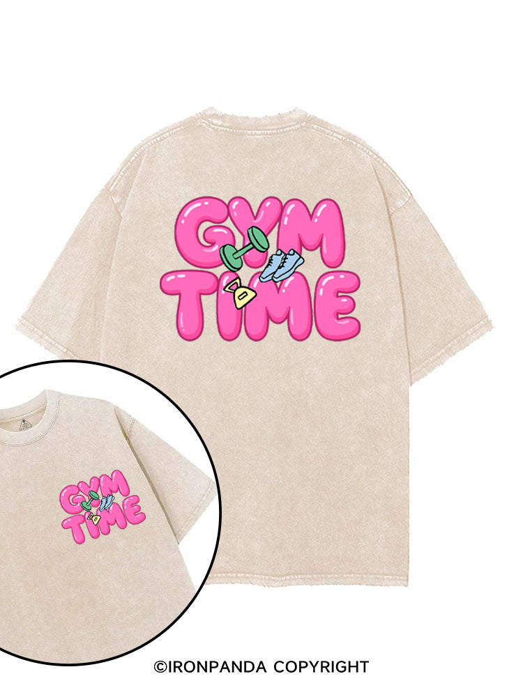 Gym Time Pink Bubble printed Gym Shirt