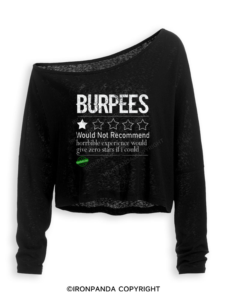 BURPEES 1 STAR WOULD NOT RECOMMEND Off Shoulder Long Sleeve Crop Top