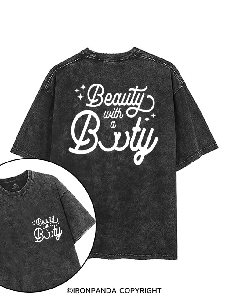 BEAUTY WITH A BOOTY printed Gym Shirt