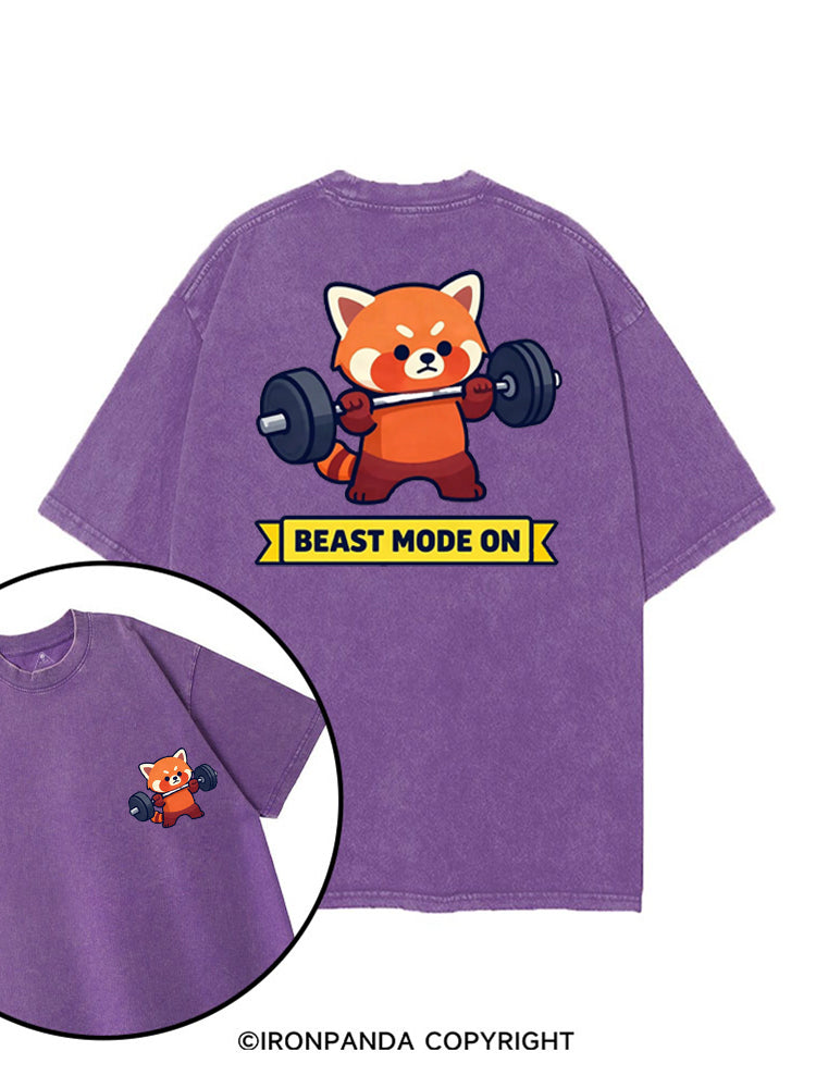BEAST MODE ON RED PANDA printed Gym Shirt