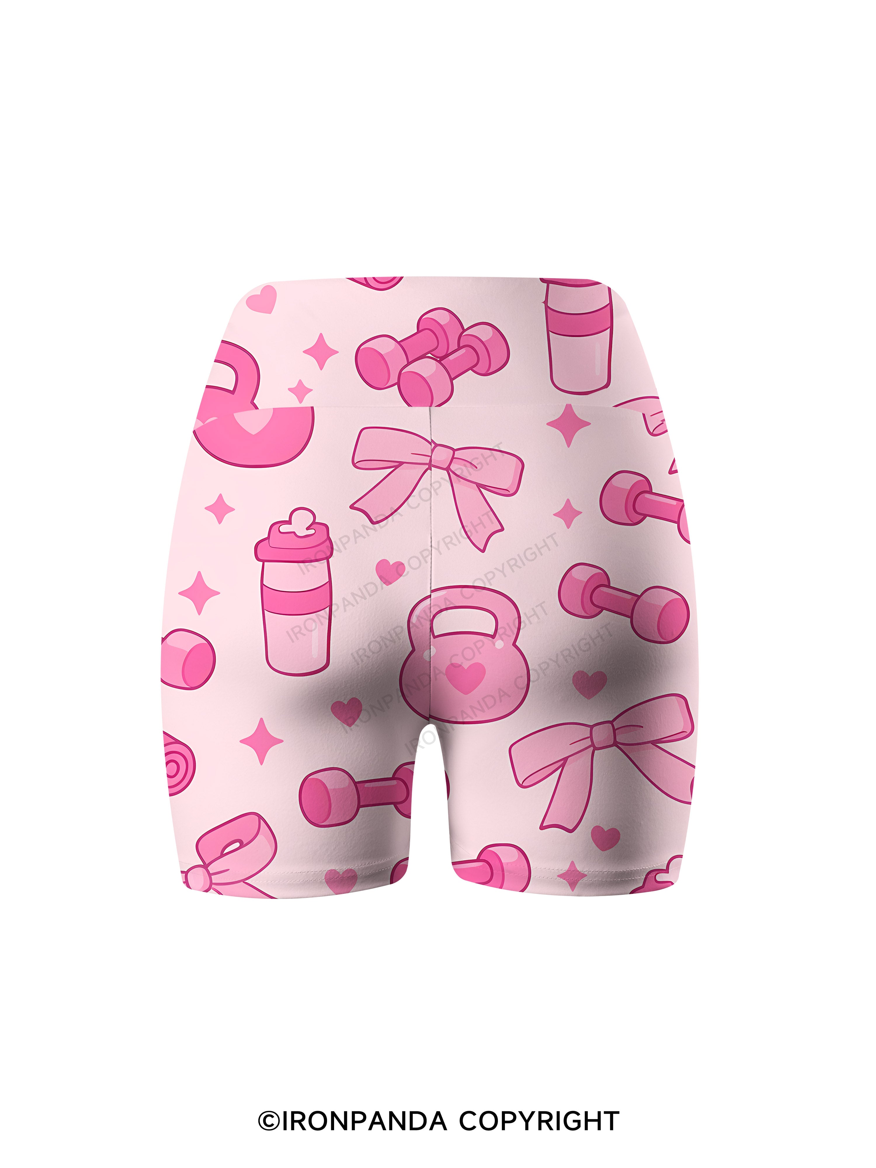 Bow Dumbbell Kettlebell Printed Yoga Cycling Shorts