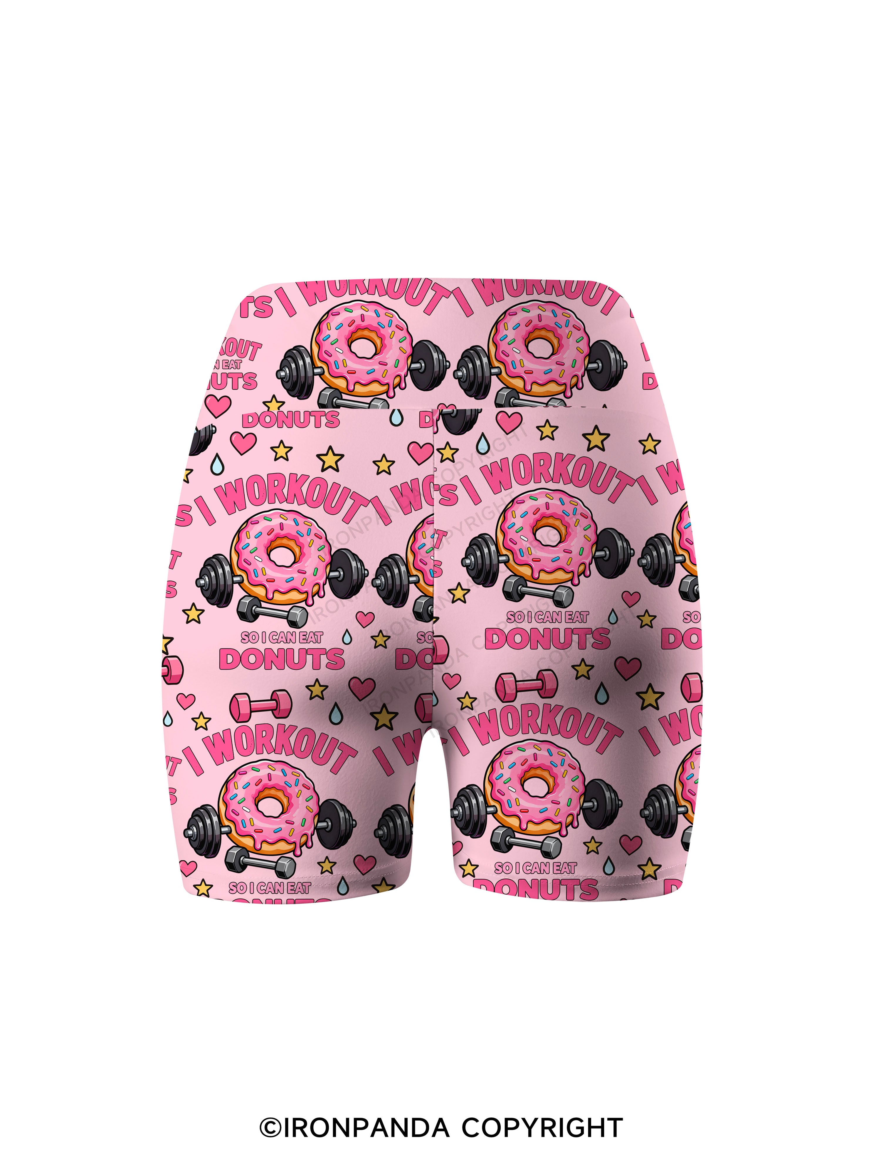 I Workout So I Can Eat Donuts Printed Yoga Cycling Shorts
