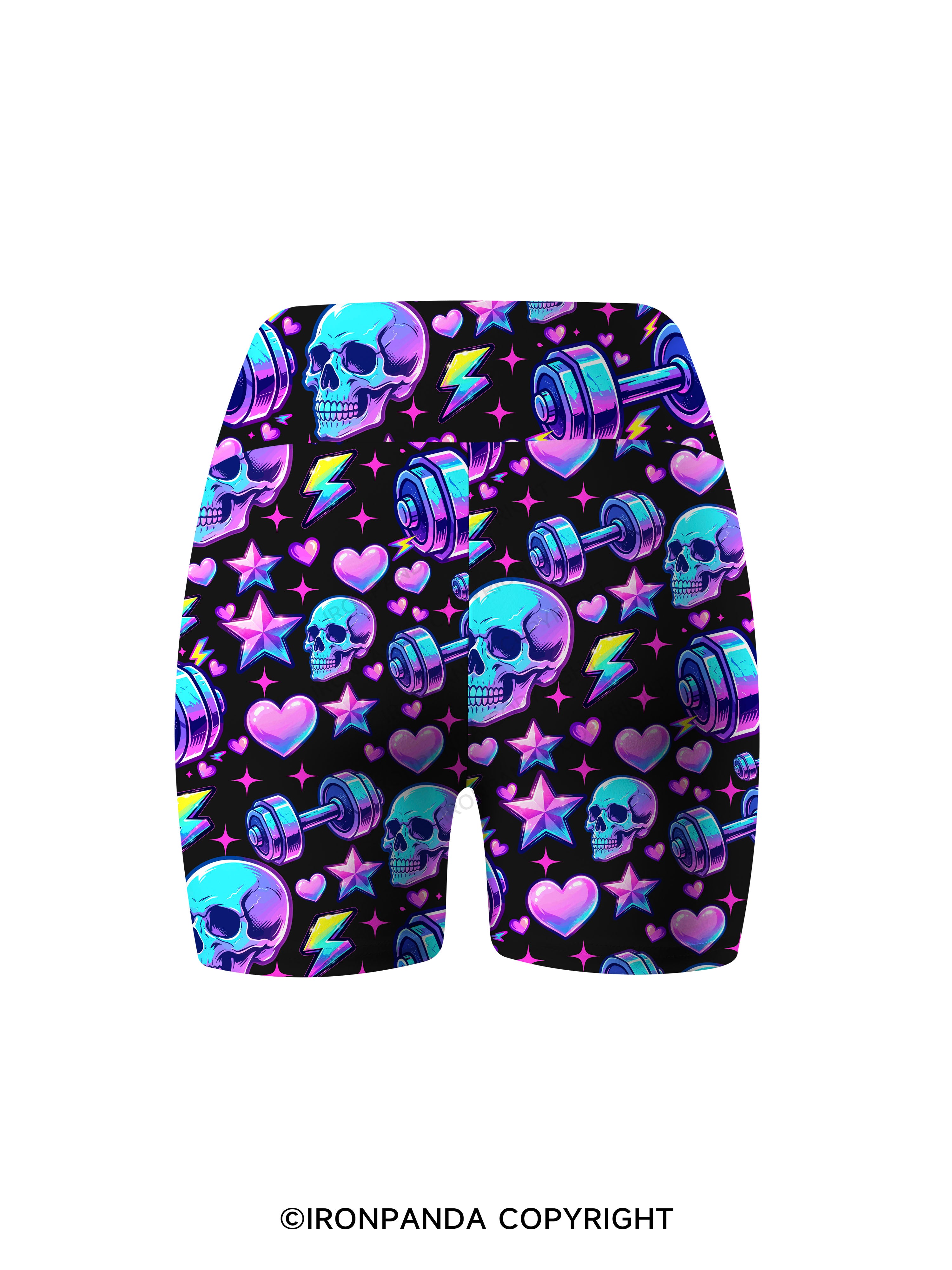 Weightlifting Skull Printed Yoga Cycling Shorts