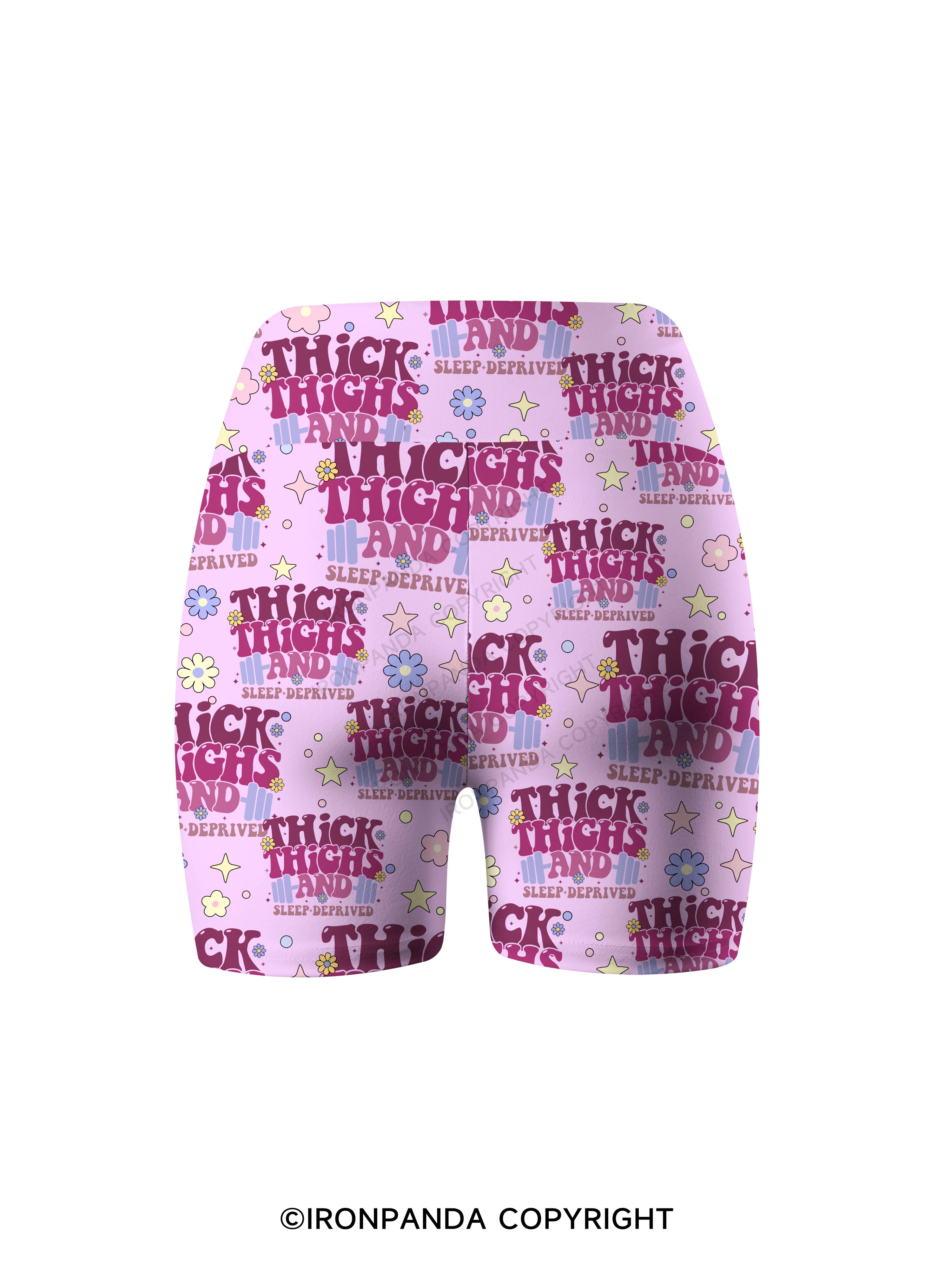 Thick Thighs And Sleep Deprived Printed Yoga Cycling Shorts