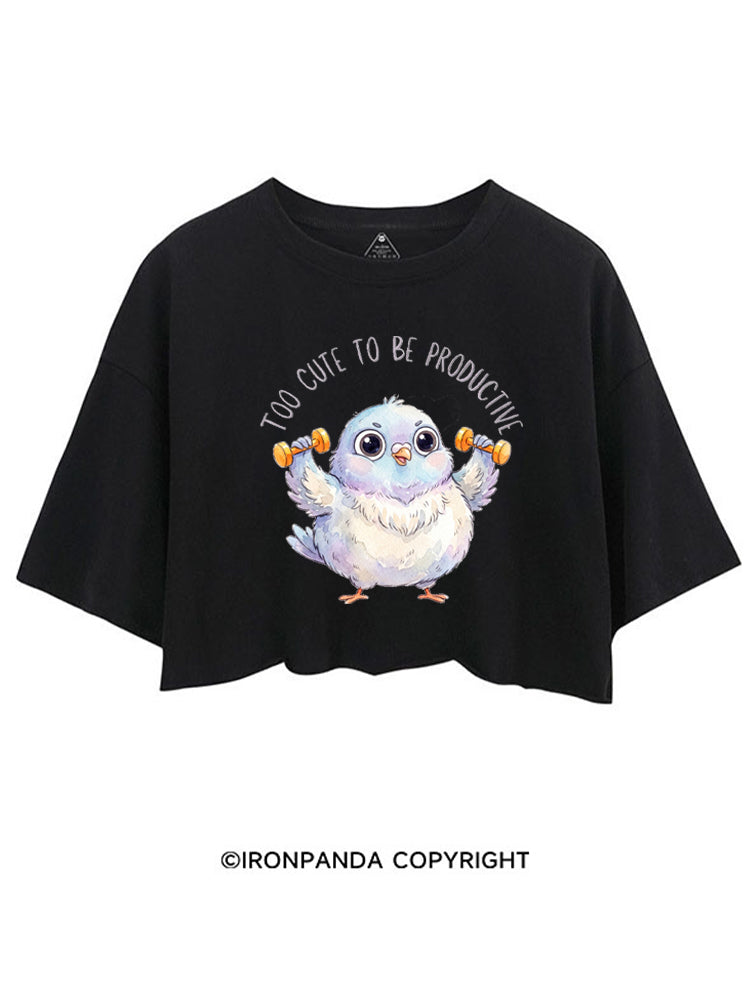TOO CUTE TO BE PRODUCTIVE WORKOUT PIGEON CROP TOPS