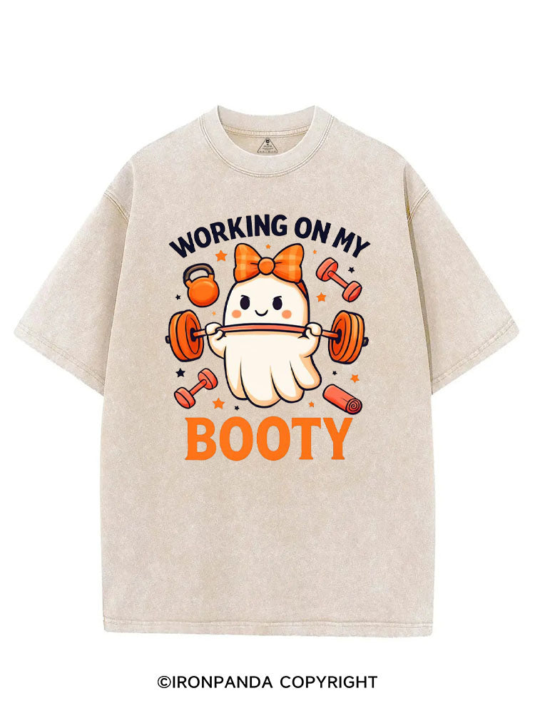 WORKING ON MY BOOTY FUNNY GHOST HALLOWEEN VINTAGE GYM SHIRT